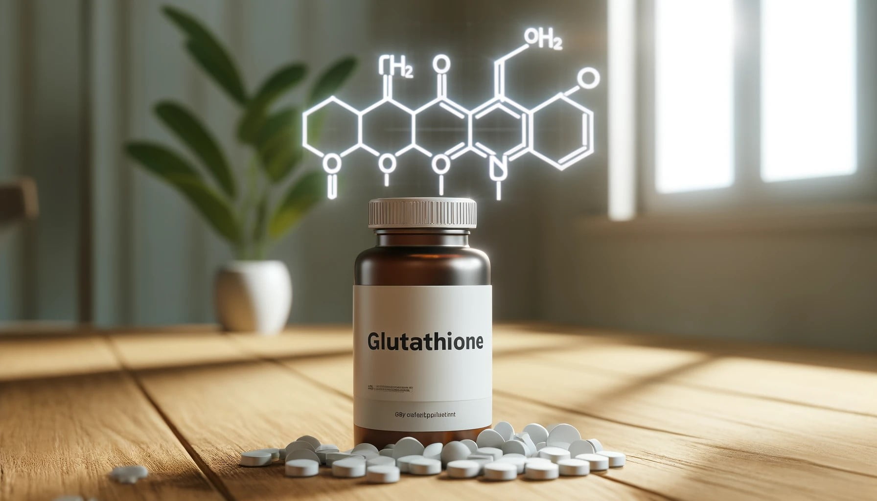 Glutathione supplement bottle for cognition improvement