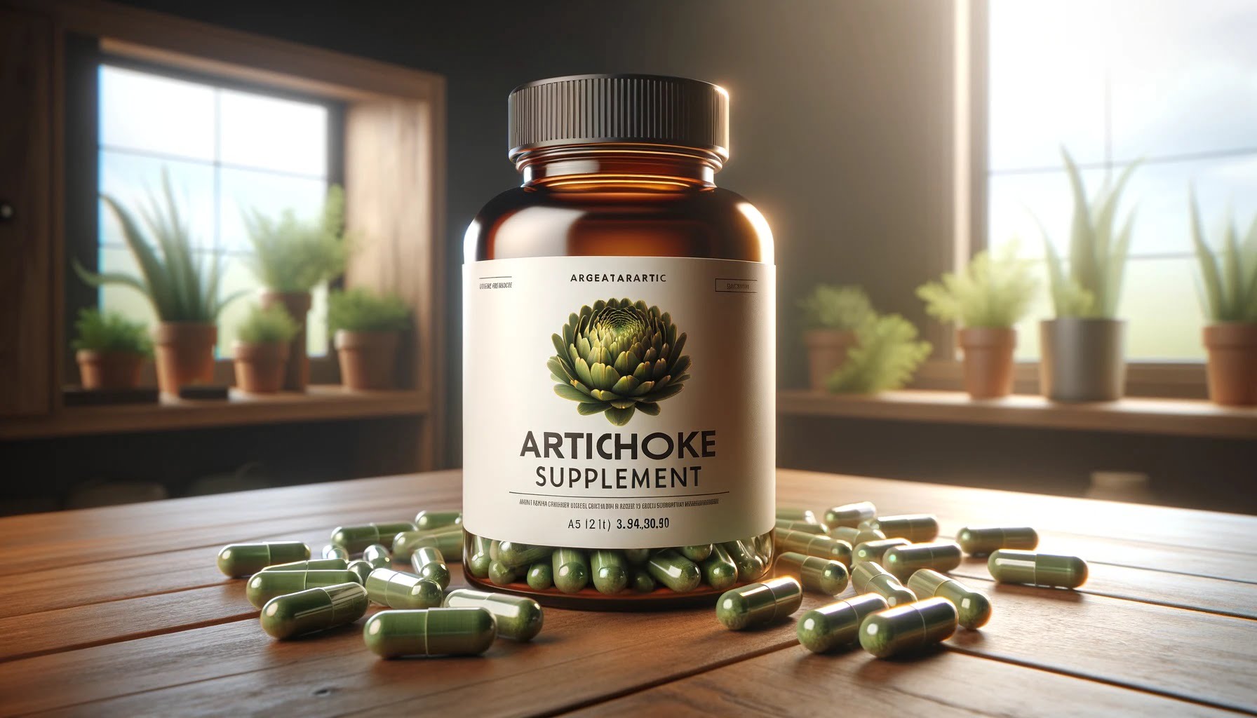 artichoke extract supplement bottle with capsules