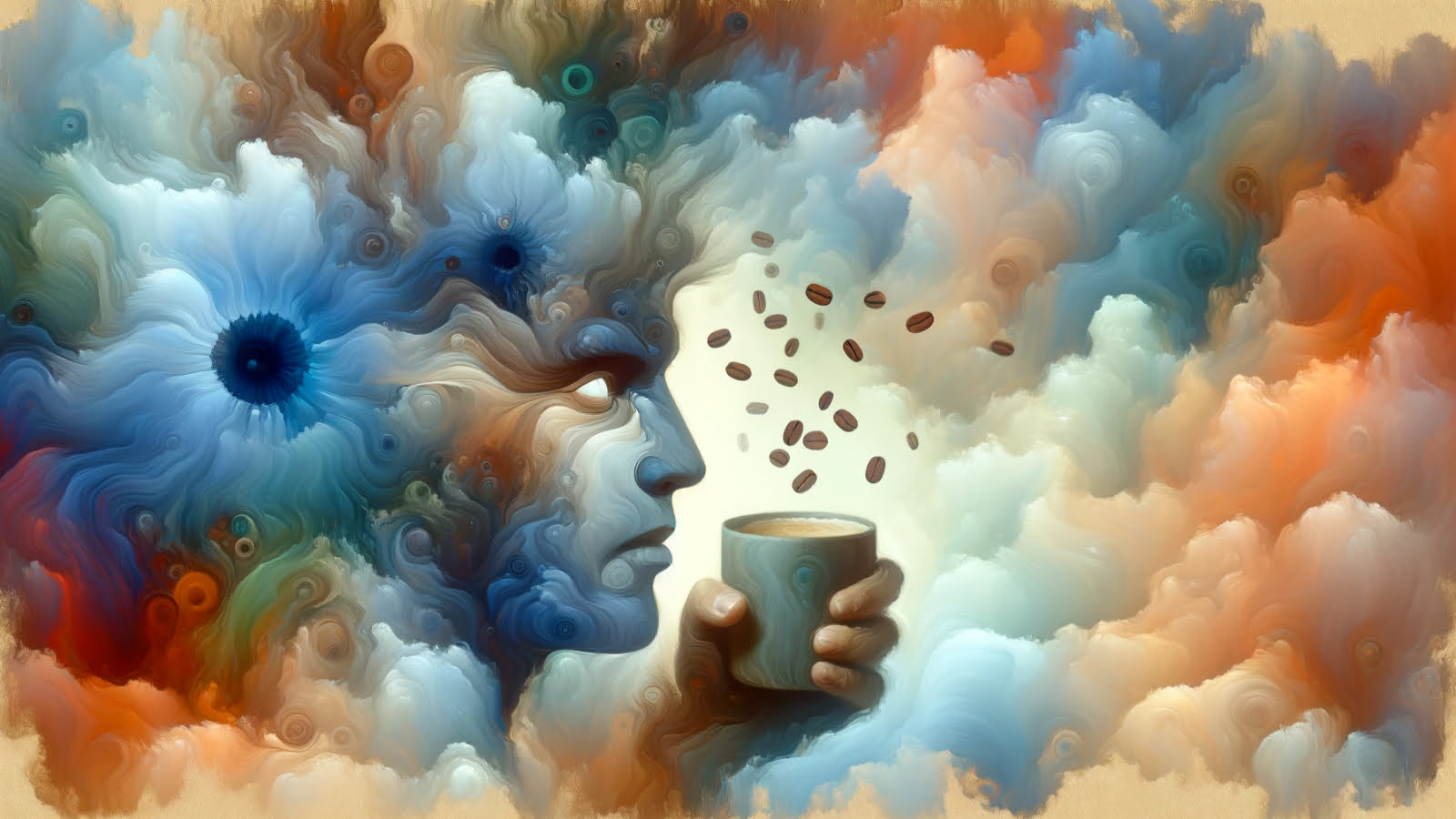 The dynamic influence of caffeine on individuals with ADHD illustrated through vibrant and surreal art.