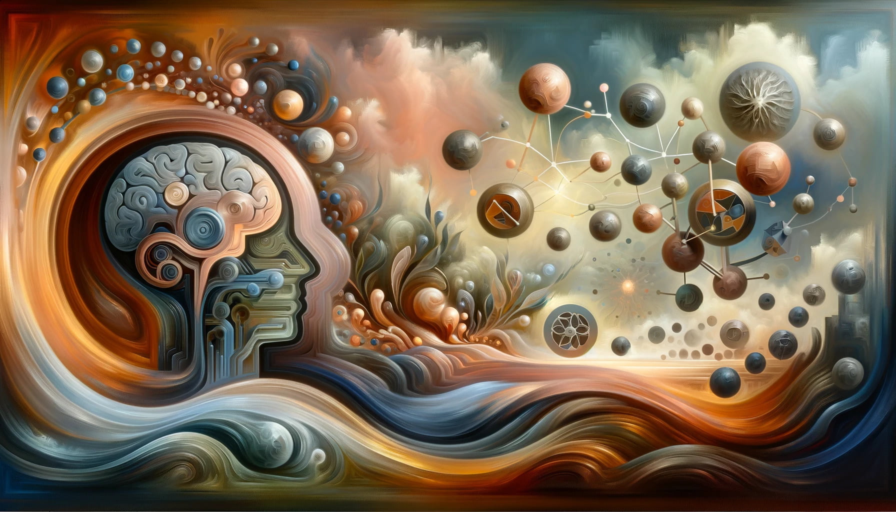a surreal and imaginative image of the neurological effects of copper as a nootropic