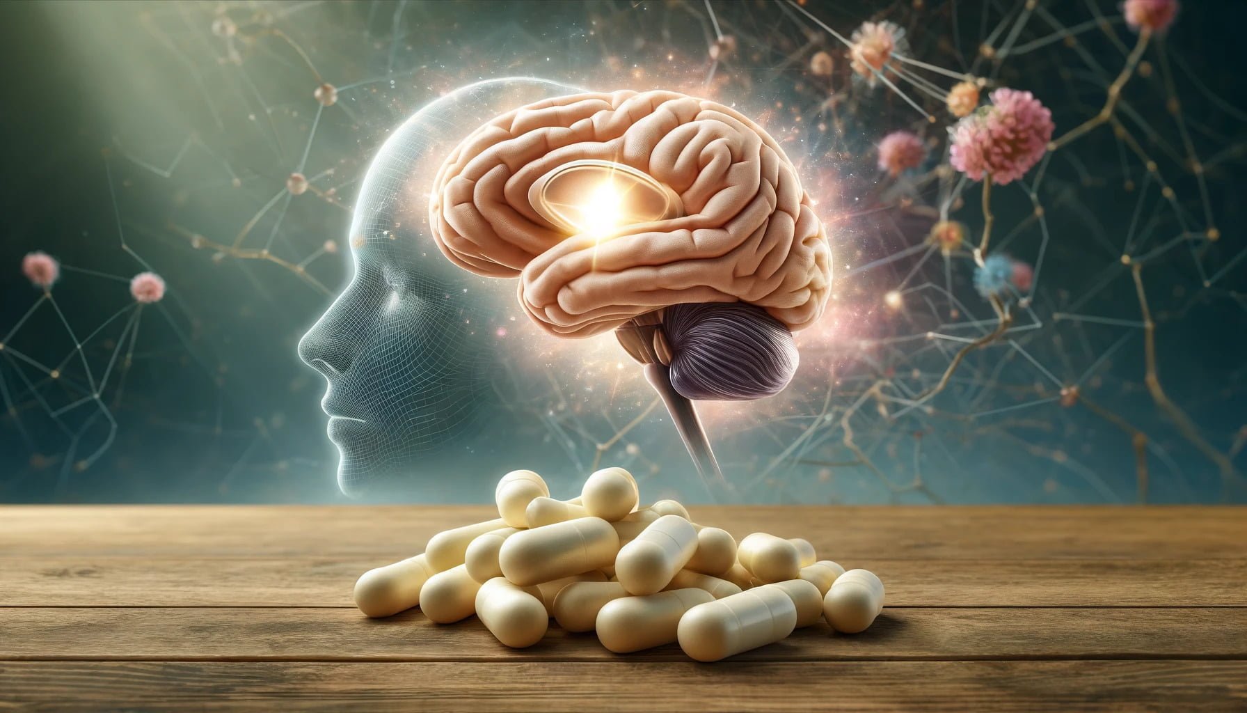 A photorealistic depiction of  vitamin b6  and it's nootropic effects on the brain.