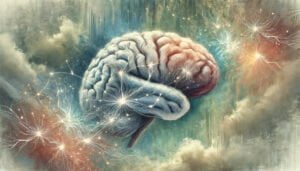 A depiction of the brain being enhanced by vitamin e.